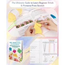 Katech Beginner Knitting Kit for Adults-Includes Book, Needles, Soft Yarn-Art Craft Kit for Learning to Make Dishcloths