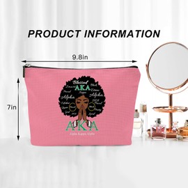 Sorority Themed Gifts for Sisters Pink and Green Makeup Bag for Women - Cute Small Cosmetic Pouch, Sisterhood Gift for Best Friend, Black Girl Essentials