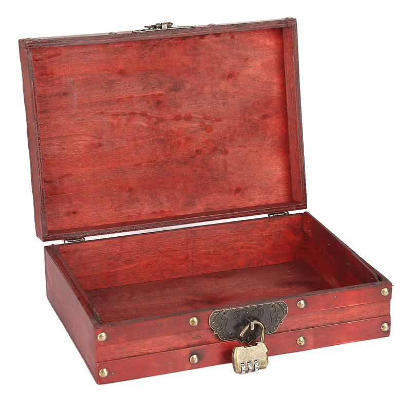 Antique Storage Box with Lock Wooden Document Box for Cosmetic