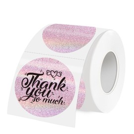 WANGHENG 3 Inch Holographic Thermal Labels,Round Thermal Printer Labels,Waterproof Thermal Printer Stickers for DIY Logo Design,Name Tag,QR Code,Thanks Card 150 Labels/Roll (Pink dots)