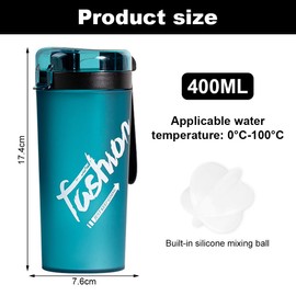 EACHPT Protein Shaker, 400ML Shaker für Proteinshakes Protein Shaker Flasche mit Mixball, BPA-Frei & Auslaufsicher, Kleine Shaker Flasche & leicht zu Greifende Trinkflaschen für Sport und Fitness
