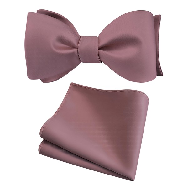 GUSLESON Mens Solid Color Bowties Self Tie Bow Tie Handkerchief