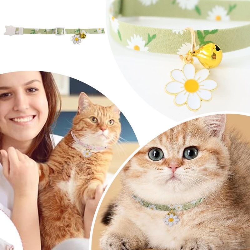 4Pcs Unique Daisy Cat Collar Lovely Comfortable Quick Release Kitten