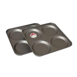 Samuel Groves 2X 4 Cup Yorkshire Pudding Tray Superior Long Life Double Coated Non Stick Made in England