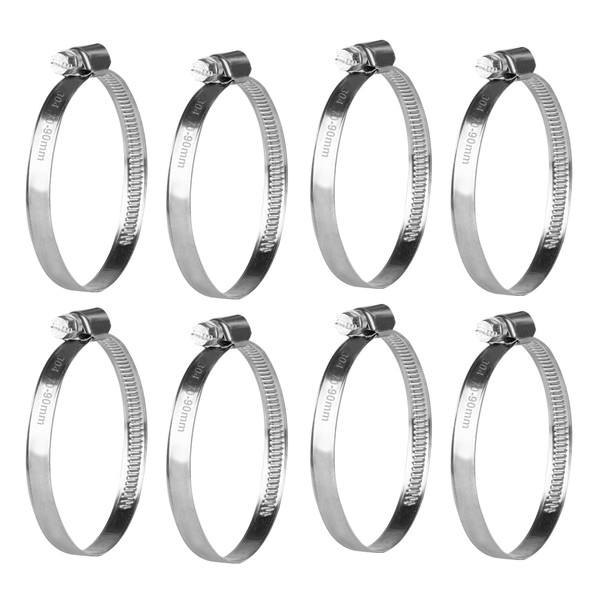 8 Piece Stainless Steel Hose Clamps, Adjustable 70-90 mm Hose