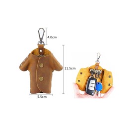 Whatna PY-019 Men's Women's Leather Key Case, Smart Key Case, 6 Key Hooks, Carabiner, Car Key Case, Thick, Hand, Leather, Genuine Leather, Compact, 6 Colors, Black