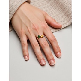 Melhill Gold Stacking Rings Set Zircon Minimalist Design Statement Jewelry for Women Size 8