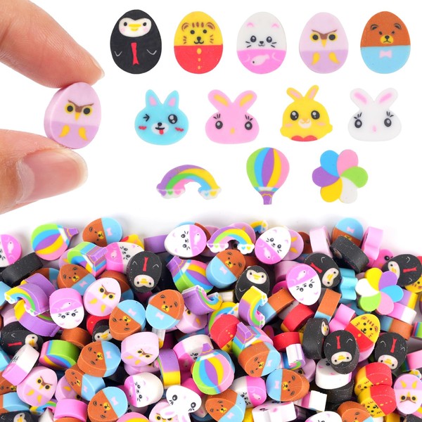 Wolpark Mini Easter Erasers for Kids Bulk 150Pcs Egg Bunny
