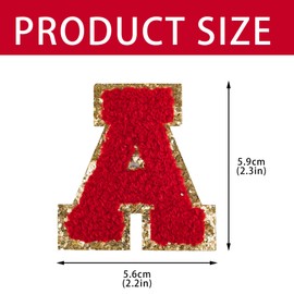 Ssyuysto 26Pcs Iron on Letters,Red Chenille Letter Patches,2inch Preppy Varsity Iron On Letter Patches for Clothing Shirts Hats Jackets Sport Jerseys Jeans Shoes Backpacks and DIY Craft