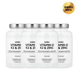 2+2 Code Age Vitamin D K2 and Zinc Veggie Capsules 60 Tablets, 4 Pieces / 2+2 코드에이지 비타민D K2 및 아연 베지 캡슐 60정, 4개