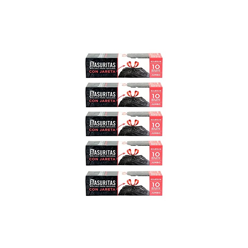 Basuritas | 50 Bolsas de Basura Jumbo con cinta de