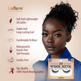 Laflare Wool Curl Faux Mink 3D Eyelashes | Lightweight, Reusable | Ultra Fluffy, Frizzy Curly | Unique & Trendy Look Eyelashes. (LFWM-WM01)