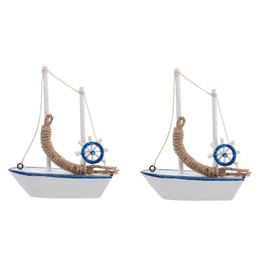 Operitacx 2 Pcs Mediterranean Ship Sailboat Decor Wooden Sailing Boat Home Ornament Marine Yacht Model Mediterranean Boat Decor Decorative Item