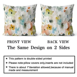Snylcce Brown Cream Grey Teal Floral Throw Pillow Covers Watercolor Flower Couch Cushion Cases 18x18 Inch Set of 2 Farmhouse Home Decor for Room Bedroom Bed Cushion Outdoor 45x45 cm