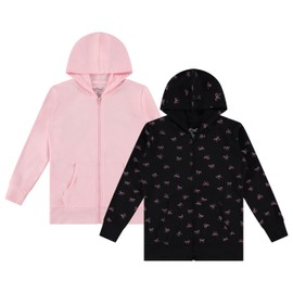 Pink Angel Girls 2-Pack Full Zip Hoodies – Cotton Blend Sweatshirts w Hood & Pockets –– Size 5-6