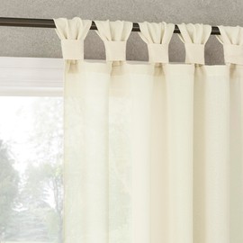 No. 918 Reman 2-Pack Twist Tab Linen Texture Semi-Sheer Tab Top Curtain Panel Pair, 40" x 84", Ivory