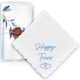W&F GIFT Pañuelo para la madre de la novia con texto en inglés ""Something Blue For Bride"", 1 Happy Tears (Azul), 6"" x 6""