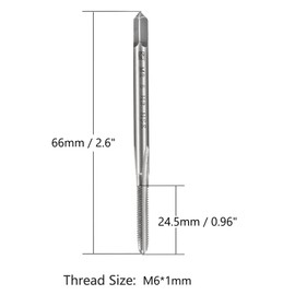 MACHSWON Metric Machine Tap for Watches Low Hardness Wood and Soft Metal Hole Processing H2 HSS 3 Straight Flutes Tap DIY Tool M6x1mm 2pcs