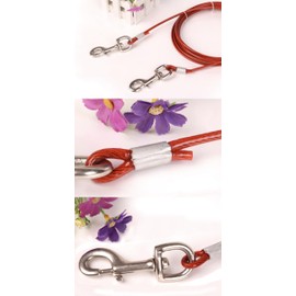 Dog Tie Out Cable, Heavy Duty Dog Chains for Outside with Lockable Hook, Pet Runner Cable Leads for Yard, Line Tether for Small Medium Large Dogs Up (Red, 3mm*180CM-6ft)