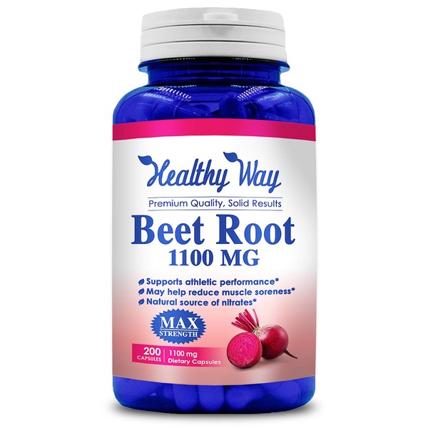 HealthyWayRx Beet Root 1100mg 200 Veggie Capsules, (Organic, Non-GMO & Gluten-Free) Helps Support Healthy Circulation, Blood Pressure, and Energy