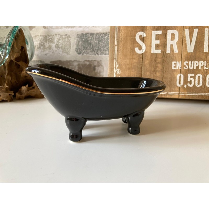 MAISONICA Black Gold Soap Dish Holder Ceramic Bathroom Decor Accessory