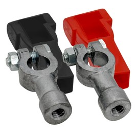 Ampper 3/8"-16 Thread Female Lead Top Post to Side Post Terminal Adapters, Standard Top Post to Standard 3/8" Side Post Terminals (+/-) W/Cover (1 Pair)
