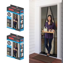 Magic Mesh Deluxe, Black | Magnetic Screen Door, Heavy Duty, Magnetic Closure, Door Net, Patio Screen, Sliding Door Screen, Bug Screen for Doorways, Kid & Pet Friendly | Size 39" x 83" (Pack of 2)