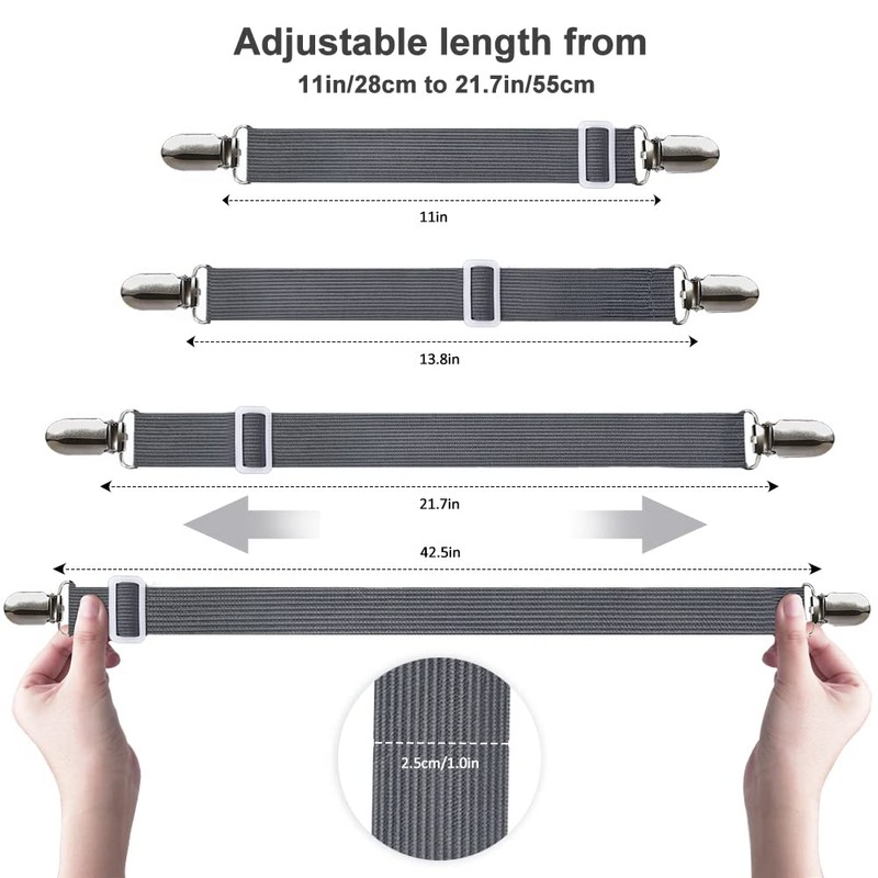 Sheet Fasteners, Sopito 4pcs Adjustable Elastic Straps to Keep Sheets