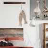 BIMUYI Hanging Fish Decoration with Fishing Net, Wooden Fish Wall
