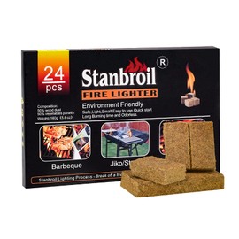 Stanbroil 24 pcs Fire Starters, Squares Natural Charcoal Fire Starters Super Fast Lighting Perfect for Barbecue Grills, Smokers, Wood Stove, Campfires and Outdoor Fireplaces