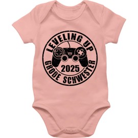Shirtracer - Baby Bodysuit Boy Girl - Leveling Up Big Sister 2025 | Siblings Sisters | Big Sister, 2 baby pink, 3-6 months