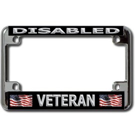 Disabled Veteran Chrome Motorcycle License Plate Frame