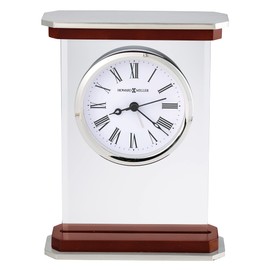 Howard Miller Mayfield Sunrise Alarm Clock, Break Resistance Crystal Glass Brushed Aluminum, Battery Operated Non Ticking Quartz Movement Roman Numerals Perfect for Living Room Office and Home Decor