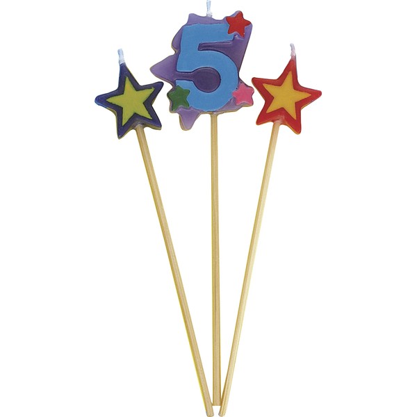 Unique Party 34045 - Number 5 Star Birthday Candles Set