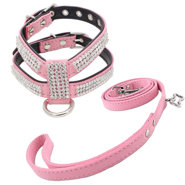 Newtensina Stylish Dog Harness with Diamond and Lead Cute Girl