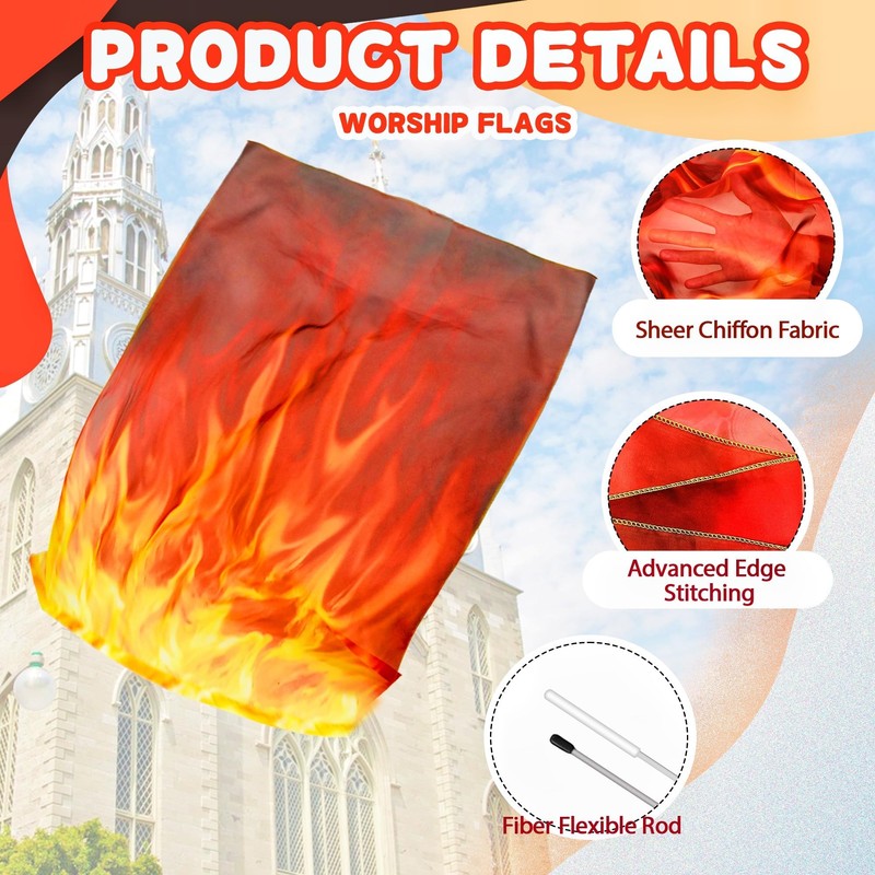 Baisdan 54"x45" Fire Worship Flags for Dance Church, Praise Dance