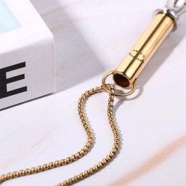 Cupimatch Breathing Necklace Against Anxiety: Gold 528 Hz Whistle Necklace Stainless Steel Breathing Exercises Meditation Necklace Anti Anxiety Jewellery Gift for Men Women, Stainless Steel