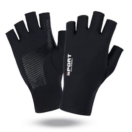 QIUZSE Guantes de Protección Solar, Guantes para Manejar Mujer UV, Antideslizante, Elástico, Guantes para Sol Hombre Adecuado para Ciclismo, Manejar, Escalada y Golf Deportes al Aire Libre, Negro