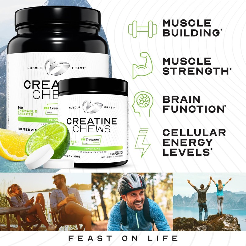 Muscle Feast Creatine Monohydrate Chewables - Vegan & Gluten-Free Creapure