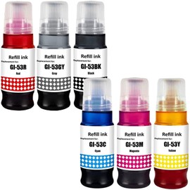 Black Bottled Ink GI53 GI-53 / Cyan Bottled Ink GI53 GI-53 / Magenta Bottled Ink GI53 GI-53 / Yellow Bottled Ink GI53 GI-53, Work for Canon PIXMA G650 G550
