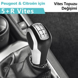 Spurtar 5-Speed Car Gear Knob for Peugeot 206 207 307 308 407 for Citroen Picasso Saxo Xsara Elysee with Gear Knob Adapter - ABS