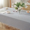 meioro Tablecloths Striped Tassel Table Cloth Rectangular Tablecloth Cotton Linen
