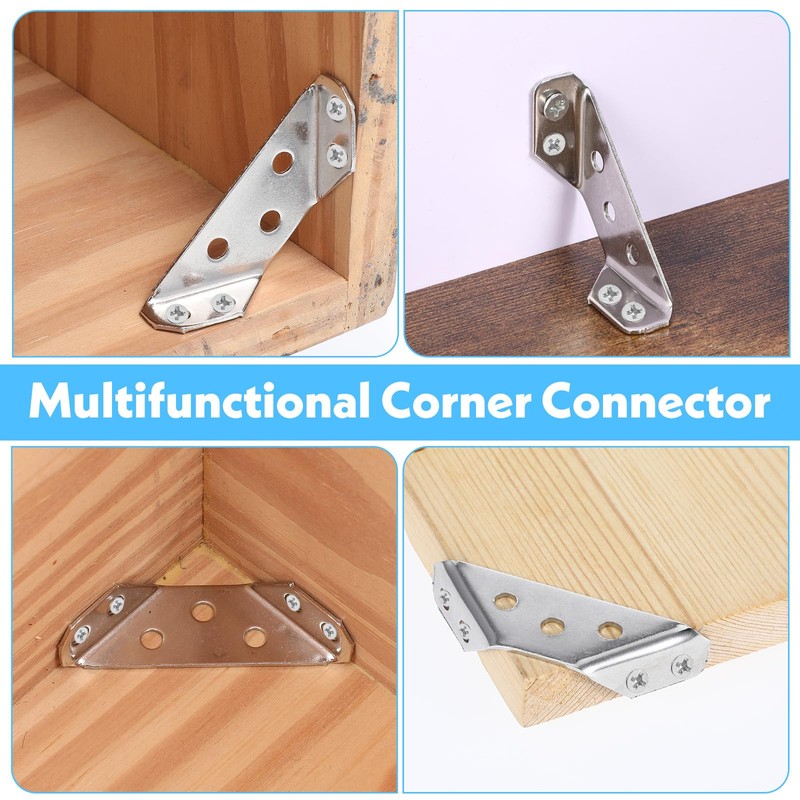 50Pcs Universal Stainless Steel Furniture Corner Connector – Heavy-Duty Silver
