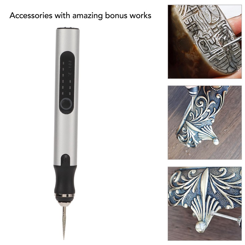 Electric Engraving Pen Aluminum Alloy Silver Mini Micro Engraver with
