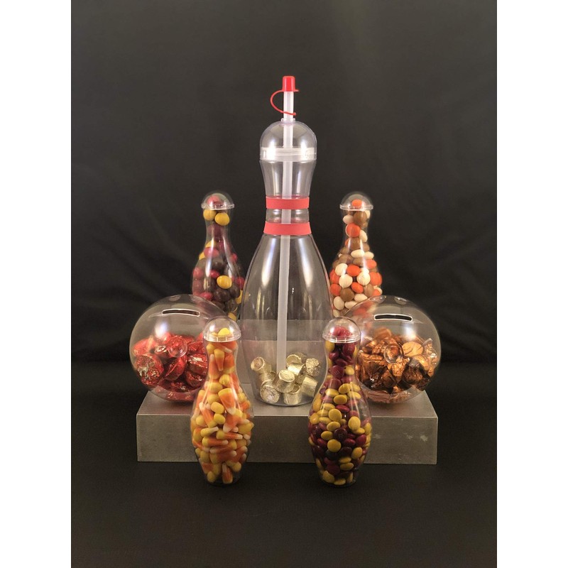 Large Bowling Pin Water Bottles Clear - 6 Pack