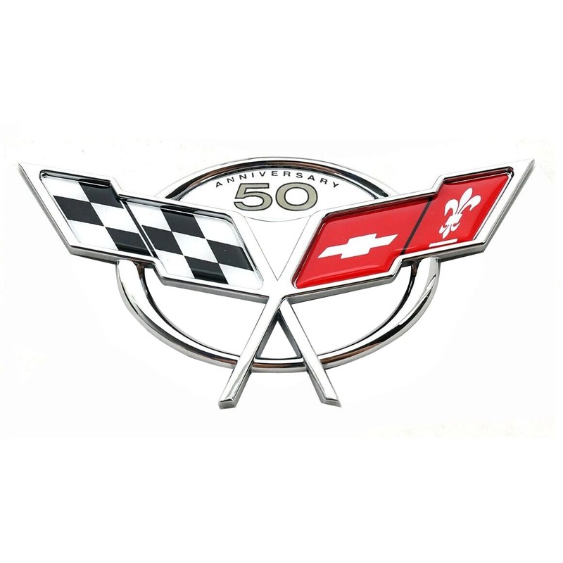 Pair Set Front Rear 50Th Anniversary Cross Flags Emblems 3D