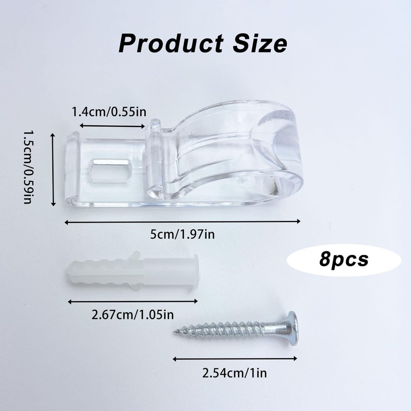 Roller Shade Chain Safety Clips 8 Pack Clear Cord Guide,
