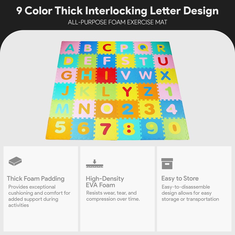 BalanceFrom Kid's Puzzle Exercise Play Mat with EVA Foam Interlocking