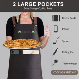 2 Pack Aprons for Women with Pockets Chef Kitchen Apron Men Adults Waterproof Adjustable Bib Aprons for Gardening Dishwashing BBQ Cooking Grilling Cleaning Baking Painting