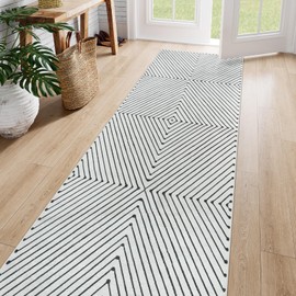 LIVEBOX Ultra-Thin Washable Hallway Runner Rug 2.5x8, Modern Geometric Non-Slip Kitchen Runner Rug, No-Shedding Runner Rugs for Hallway Kitchen Entryway Indoor Laundry Room